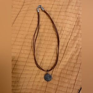 Silpada brown leather and sterling silver daisy